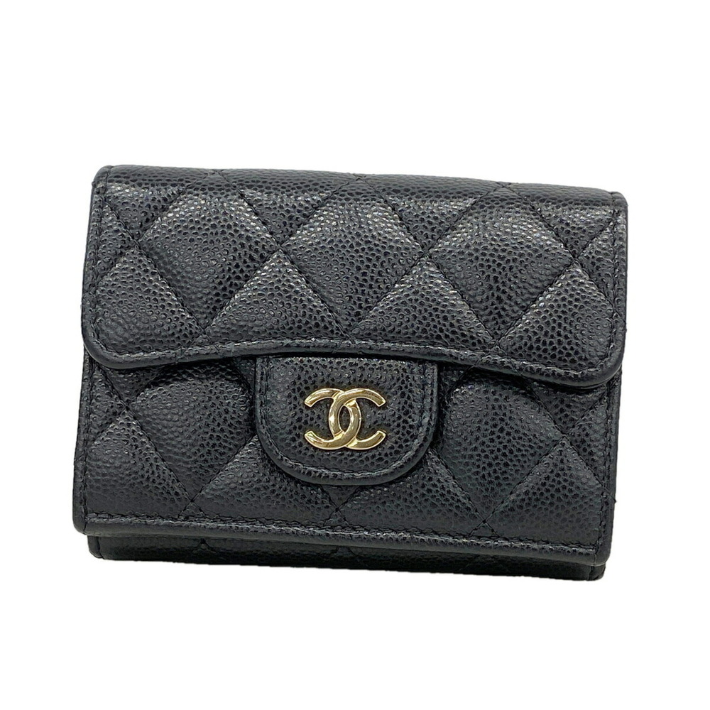 CHANEL Black Caviar Leather Wallet